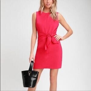 LULUS Aylin Fuchsia TieFront Sleeveless Mini Dress